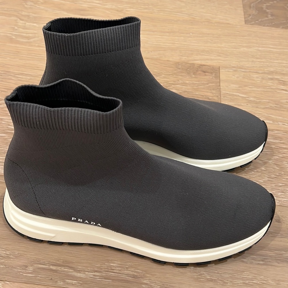 PRADA HIGH-TOP SOCK TRAINERS (GREY)